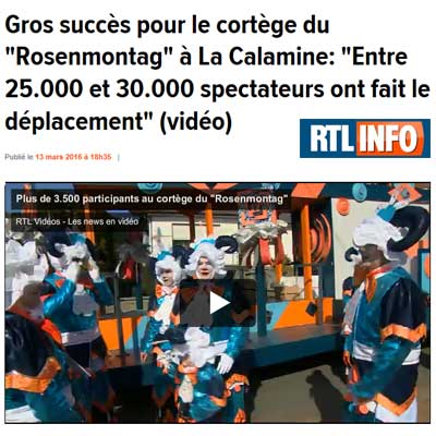 RTL INFO Gros succès pour le cortège du Rosenmontag à La Calamine